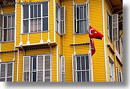 buildings, europe, flags, horizontal, istanbul, turkeys, turkish, yellow, photograph