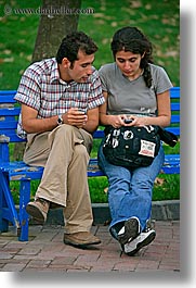 benches, couples, europe, istanbul, men, people, turkeys, vertical, womens, photograph