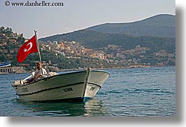 boats, europe, flags, horizontal, kalkan, men, turkeys, turkish, photograph