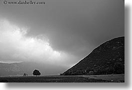black and white, clouds, europe, horizontal, kalkan, trees, turkeys, photograph