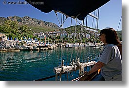 europe, harbor, horizontal, kas, looking, tourists, turkeys, water, womens, photograph