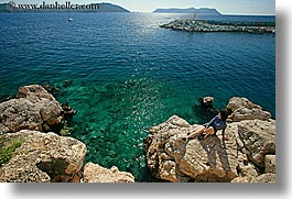 blues, europe, horizontal, kas, lori, ocean, overlooking, rocks, tourists, turkeys, water, womens, photograph