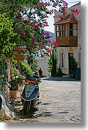 bougainvilleas, europe, flowers, kas, motorcycles, turkeys, vertical, photograph