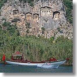 boats, europe, kaunos, square format, temples, tombs, turkeys, photograph