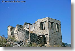 architectural ruins, europe, horizontal, kaya koy, moon, turkeys, photograph