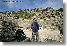 amphitheater, architectural ruins, europe, horizontal, myra, old myra, stones, tourists, turkeys, womens, photograph