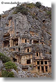 architectural ruins, caves, europe, myra, old, old myra, stones, tombs, turkeys, vertical, photograph