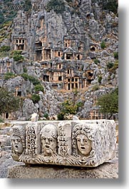 architectural ruins, blocks, europe, myra, old myra, plinth, stones, turkeys, vertical, photograph