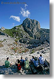 amphitheater, europe, termessos, tourists, turkeys, vertical, photograph