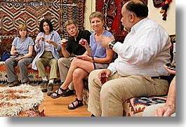 europe, gathering, horizontal, round, rugs, tourists, turkeys, turkmen rugs, womens, photograph