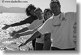 black and white, europe, groups, hands, horizontal, laugh, ocean, people, tourists, turkeys, womens, photograph