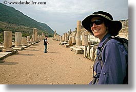 architectural ruins, ephasus, europe, happy, hats, horizontal, lori, tourists, turkeys, womens, photograph