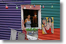 argentina, buenos aires, horizontal, la boca, latin america, painters, people, windows, photograph