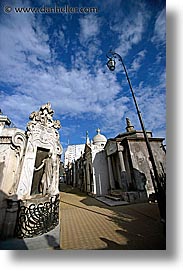 argentina, buenos aires, lampposts, latin america, recoleta cemetery, tall, vertical, photograph