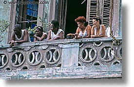 balconies, caribbean, cuba, havana, horizontal, island nation, islands, latin america, people, south america, womens, photograph
