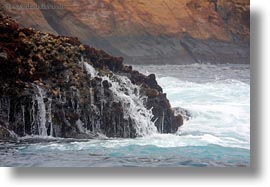 cliffs, ecuador, equator, galapagos islands, horizontal, latin america, little, santa cruz, waterfalls, photograph