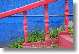 blues, ecuador, equator, galapagos islands, horizontal, latin america, puerto ayora, railing, red, santa cruz, walls, photograph