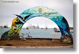 arches, ecuador, equator, galapagos islands, horizontal, latin america, murals, puerto ayora, santa cruz, photograph