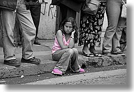 black and white, childrens, curb, ecuador, equator, girls, horizontal, latin america, quito, photograph