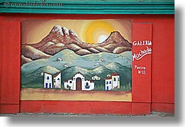 colors, ecuador, equator, horizontal, latin america, murals, quito, red, scenics, photograph