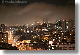 cityscapes, clouds, ecuador, equator, fog, horizontal, latin america, lights, long exposure, nature, nite, quito, sky, traffic, transportation, photograph