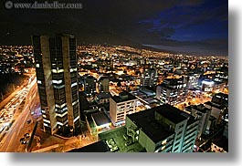 cityscapes, ecuador, equator, horizontal, latin america, lights, long exposure, nite, quito, traffic, transportation, photograph