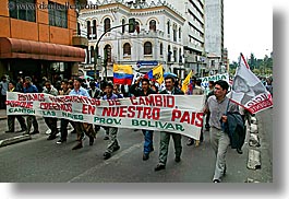 banners, ecuador, equator, horizontal, latin america, parade, people, political, quito, photograph