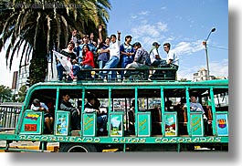 bus, ecuador, emotions, equator, happy, horizontal, latin america, people, political, quito, teenagers, photograph