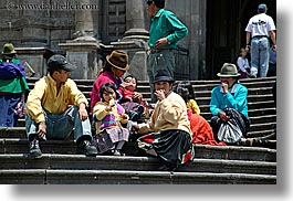 eating, ecuador, equator, families, horizontal, latin america, people, quechua, quito, stairs, photograph