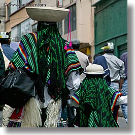 bollo, clothes, colors, ecuador, equator, garb, green, hats, latin america, people, quechua, quito, square format, squares, womens, photograph