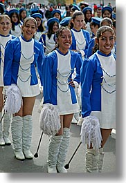 blues, boots, clothes, colors, ecuador, emotions, equator, girls, happy, latin america, majorettes, people, quito, shoes, smiles, teenagers, uniforms, vertical, womens, photograph