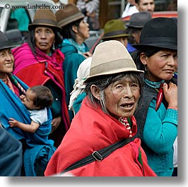 bollo, clothes, ecuador, equator, hats, latin america, old, people, quechua, quito, senior citizen, square format, womens, photograph