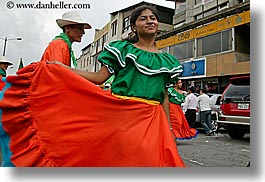 colors, dresses, ecuador, emotions, equator, green, horizontal, latin america, oranges, people, quechua, quito, smiles, womens, photograph