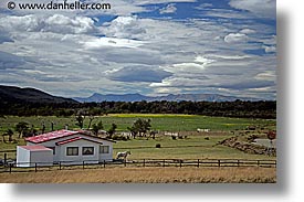 clouds, estancia lazo, farm, horizontal, horses, houses, latin america, patagonia, photograph