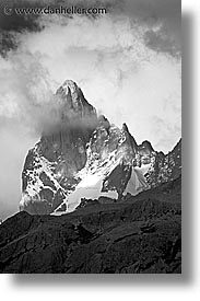 black and white, fitz roy, fitzroy, latin america, patagonia, peaks, vertical, photograph