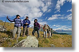 groups, hike, hiking, horizontal, latin america, patagonia, photograph
