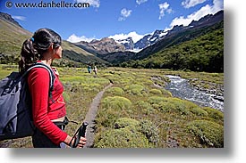 hikers, hiking, horizontal, latin america, patagonia, waiting, photograph