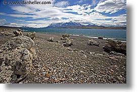beaches, boulders, horizontal, lago viedma, latin america, patagonia, photograph