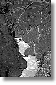 black and white, canyons, latin america, patagonia, rivers, torres del paine, vertical, photograph