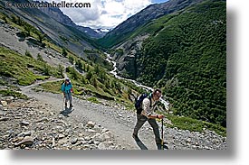 gorge, hiking, horizontal, latin america, patagonia, rivers, torres del paine, photograph