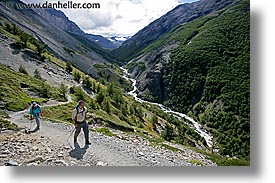 gorge, hiking, horizontal, latin america, patagonia, rivers, torres del paine, photograph