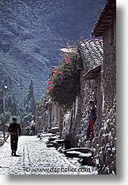 ancient ruins, andes, architectural ruins, inca trail, incan tribes, latin america, mountains, ollantaytambo, peru, quechua, stone ruins, vertical, photograph
