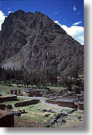 ancient ruins, andes, architectural ruins, inca trail, incan tribes, latin america, mountains, ollantaytambo, peru, stone ruins, vertical, photograph
