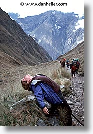 ancient ruins, andes, architectural ruins, barrie, dead, inca trail, incan tribes, latin america, mountains, pass, people, peru, stone ruins, vertical, womens, photograph