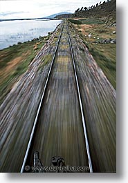 latin america, motion blur, peru, train tracks, trains, vertical, photograph