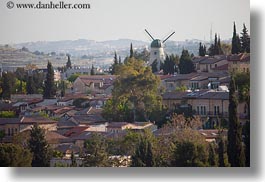 cityscapes, hillside, horizontal, israel, jerusalem, middle east, windmills, photograph