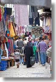 clothes, hangings, israel, jerusalem, merchandise, middle east, muslim, pedestrians, vertical, photograph
