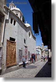 churches, hangings, israel, jerusalem, merchandise, middle east, rugs, vertical, walls, photograph