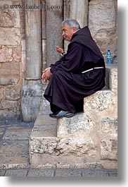 israel, jerusalem, middle east, monks, people, sitting, vertical, photograph
