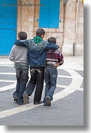 boys, israel, jerusalem, middle east, people, threes, vertical, walking, photograph